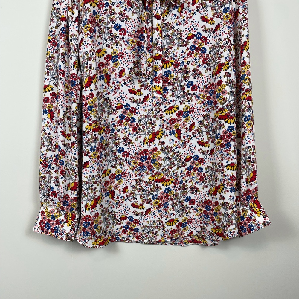 Talbots Floral Long Sleeve Tie Blouse - Picture 10 of 11